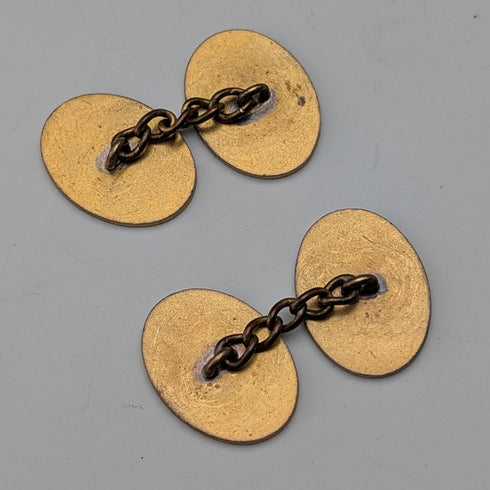 英國復古花卉金色橢圓形袖扣